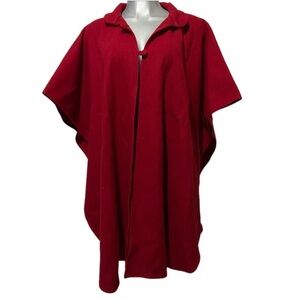 Cozy Red Poncho Layer Cloak Shawl Cape Wool Capote One Size Gabán Zarape Shrug